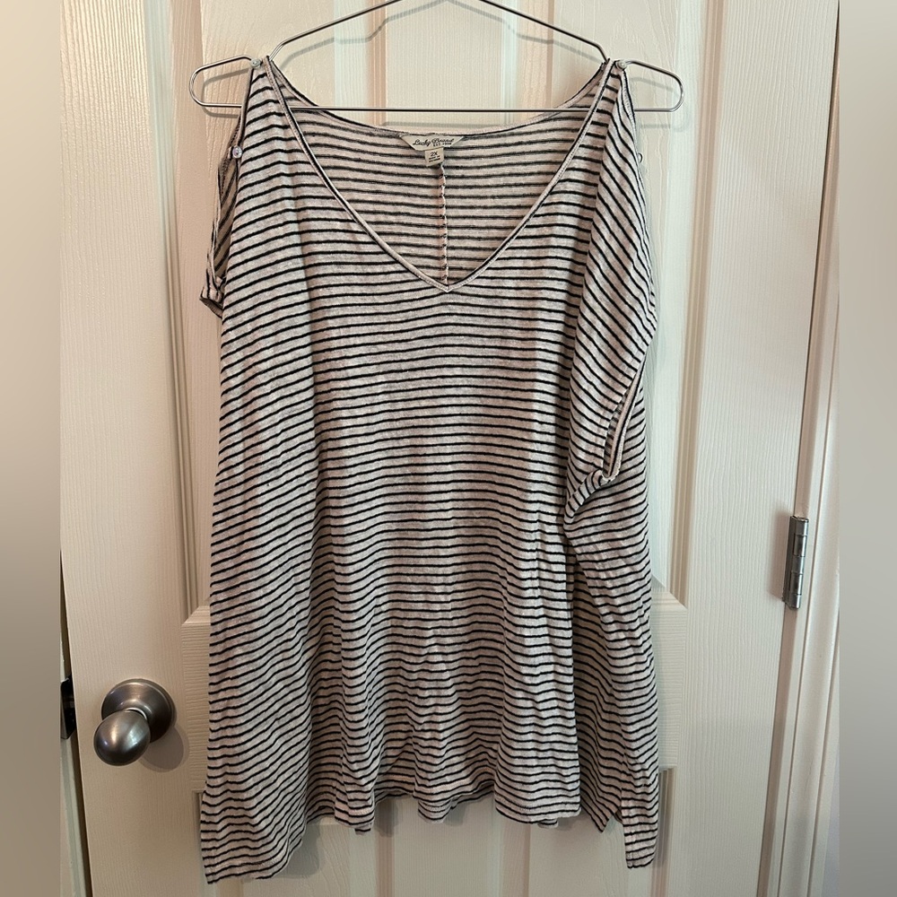 Lucky Brand Black and White Striped Blouse